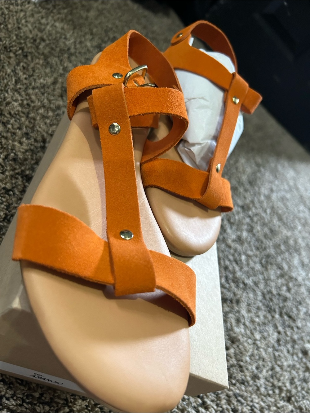 Gingi Orange Suede Strappy Women’s Sandals